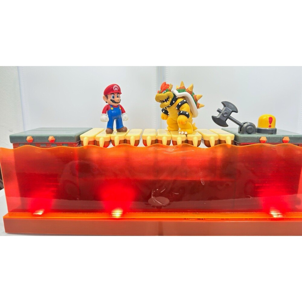 Nintendo Super Mario Bowser Lava Battle Castle Bridge Playset Figure Set Used